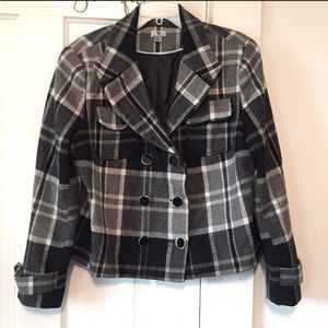 Wool plaid gray jacket